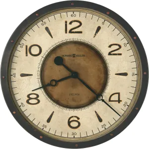 Howard Miller Marine City Oversized Wall Clock II 549-552 – Aged Black Finished Metal, Bold Arabic Numerals, Rustic Rivets, Vintage Home Décor, Quartz Movement