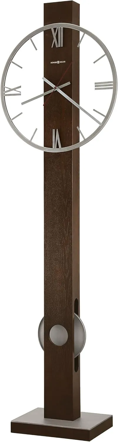 Howard Miller Millerton Floor Clock II, Roman Numerals Espresso Finish with Steampunk Style, Aged Silver Pendulum Vertical Home Decor for Bedroom, Office & Living Room Quartz Movement