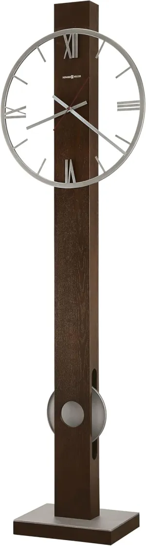 Howard Miller Millerton Floor Clock II, Roman Numerals Espresso Finish with Steampunk Style, Aged Silver Pendulum Vertical Home Decor for Bedroom, Office & Living Room Quartz Movement