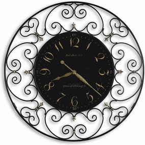 Howard Miller Joline Oversized Gallery Wall Clock II, Wall Mount Sturdy Round Decorative Design Black Finish, Battery Operated Analog Display Arabic Numerals Quartz Movement for Home Decor