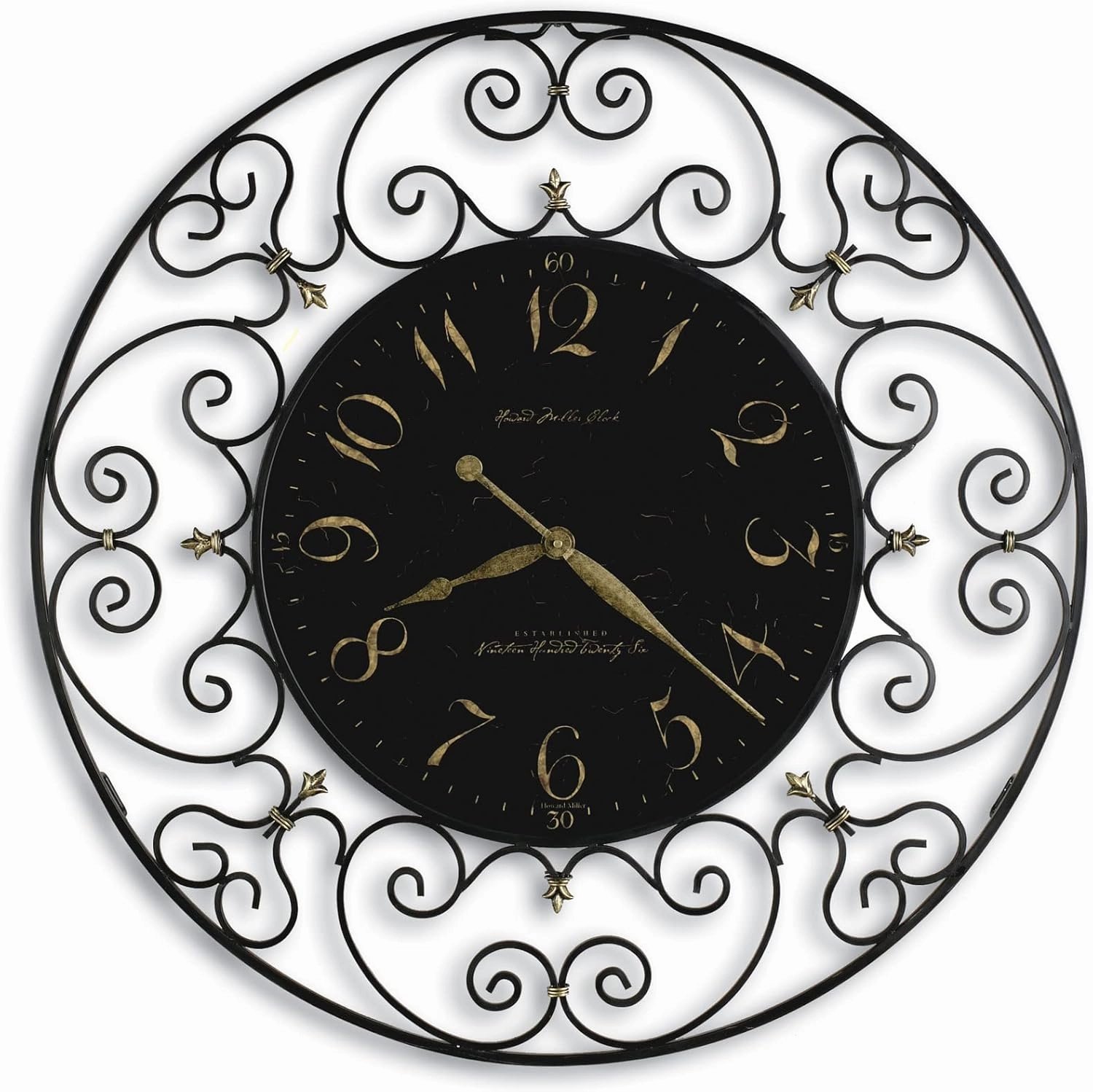 Howard Miller Joline Oversized Gallery Wall Clock II, Wall Mount Sturdy Round Decorative Design Black Finish, Battery Operated Analog Display Arabic Numerals Quartz Movement for Home Decor