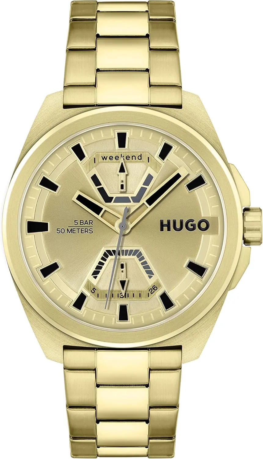 HUGO #Expose Men's Multifunction Stainless Steel and Link Bracelet Watch, Color:Silver (Model: 1530242)