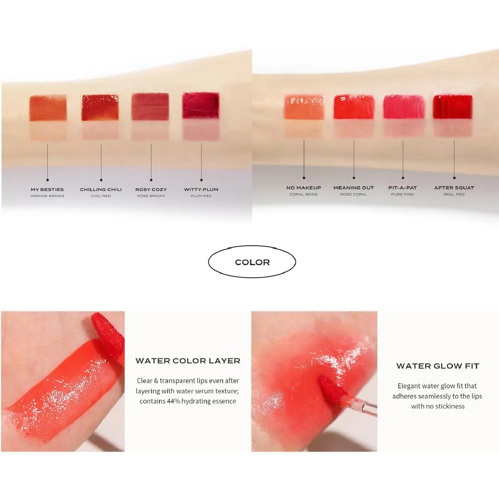 Hyper-Fit Color Drop | Dewy, Glossy Lip Gloss with 44% moisturizing serum | Long-Lasting, lightweight Lip Stain | Vegan Lip Tint & Safe for Sensitive Skins | K-Beauty (After Squat)