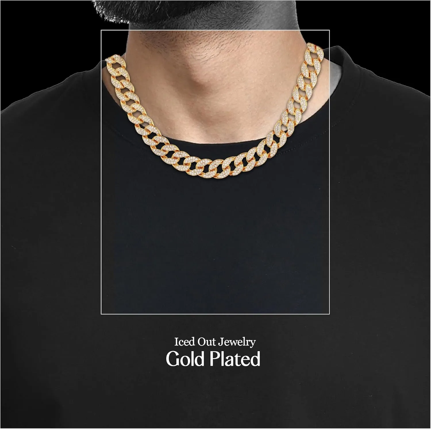 Iced Out 44MM Colorful Dial Gold Plated Big Diamond Roman Numeral Watch, Full Icy Cuban Link 18 Inch Necklace Chain, Bracelet Luxury Bling Gift Set