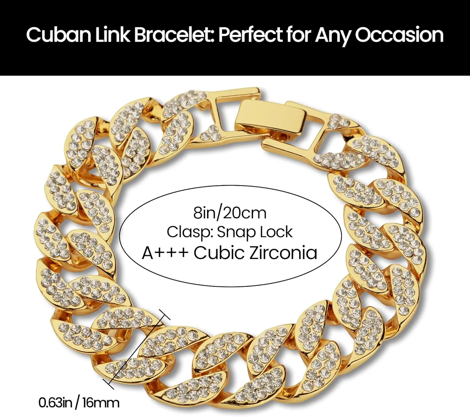 Iced Out 44MM Colorful Dial Gold Plated Big Diamond Roman Numeral Watch, Full Icy Cuban Link 18 Inch Necklace Chain, Bracelet Luxury Bling Gift Set