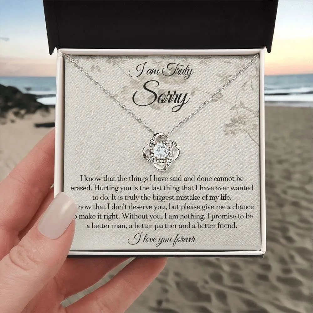 I'm Sorry Gifts For Her, Sorry Gift, Apology Card, Apology Necklace, Forgive Me Jewelry, Sorry Partner Stainless Sterling Silver Forever Love Necklace Box With LED Light