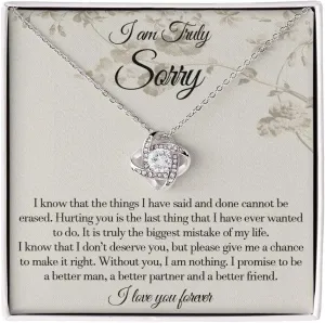I'm Sorry Gifts For Her, Sorry Gift, Apology Card, Apology Necklace, Forgive Me Jewelry, Sorry Partner Stainless Sterling Silver Forever Love Necklace Box With LED Light