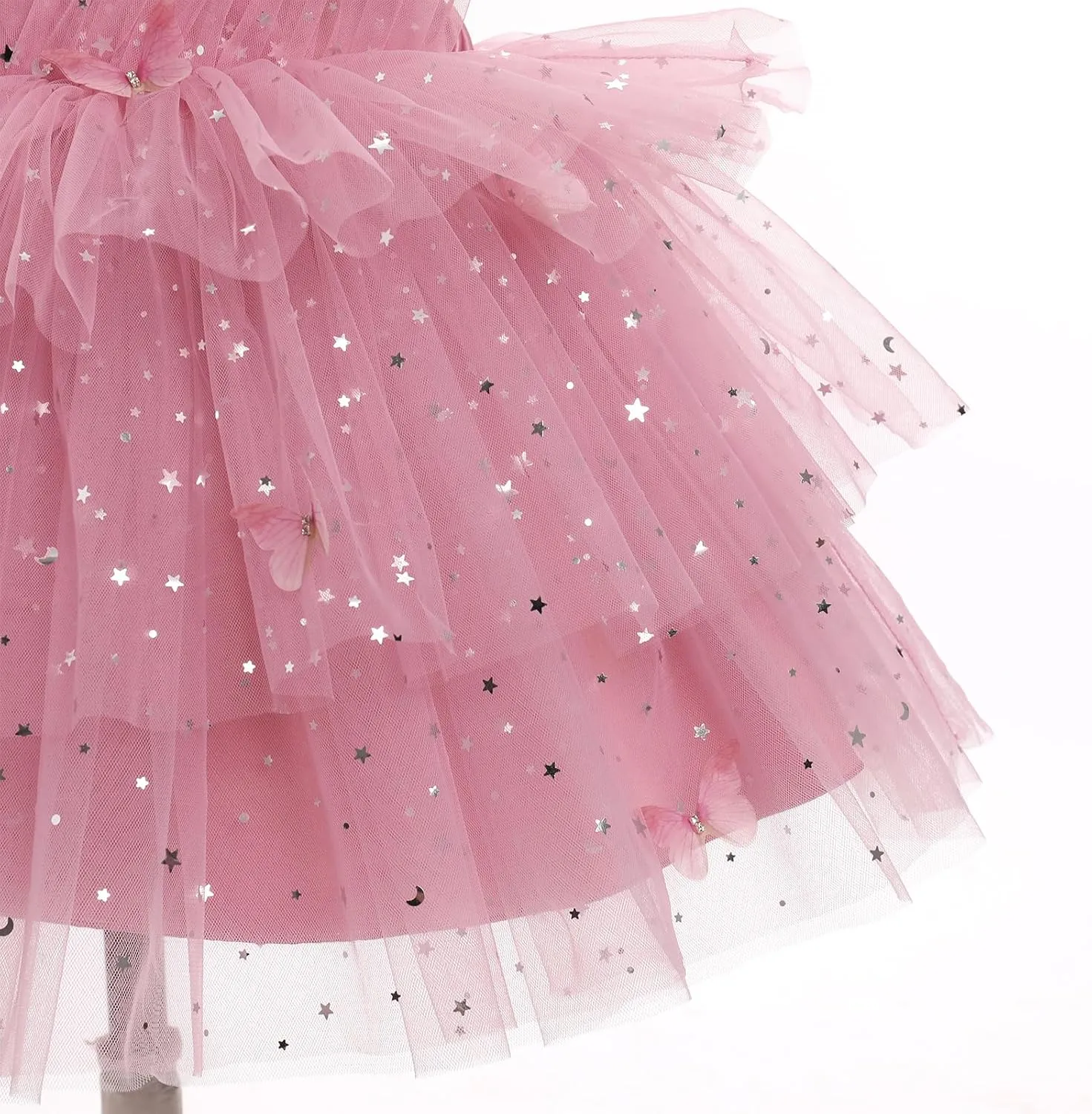IMEKIS Toddler Girls Butterfly Birthday Dress Rainbow Tulle Formal Wedding Party Ruffle Tutu Dresses Photo Shoot