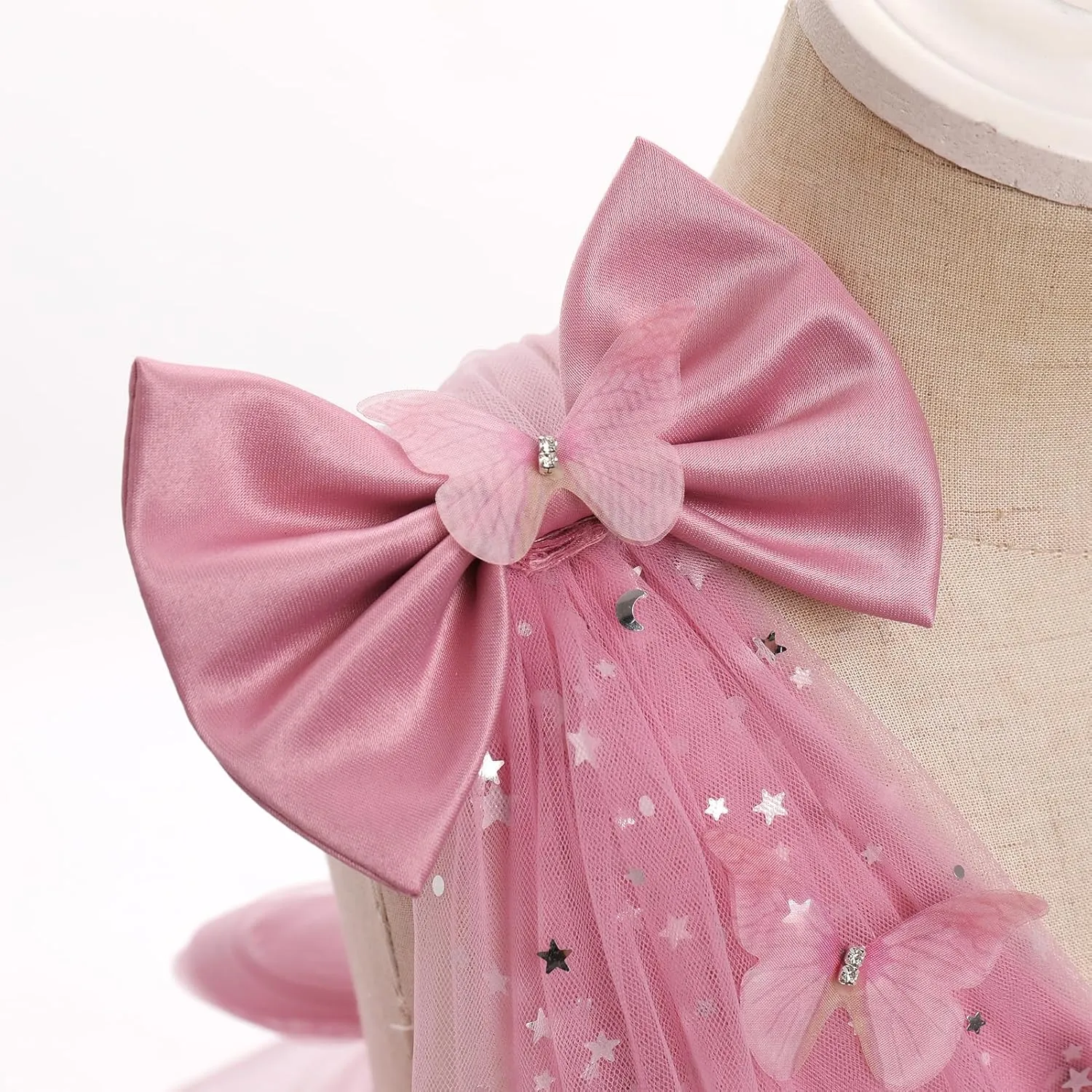 IMEKIS Toddler Girls Butterfly Birthday Dress Rainbow Tulle Formal Wedding Party Ruffle Tutu Dresses Photo Shoot