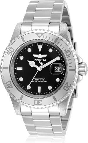 Invicta 40mm Men's Pro Diver Black Dial Silver Tone Stainless Steel Watch 34022