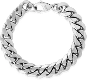 Invicta Bracelet for Men, Stainless Steel Chain Jewelry, Thick Polished Curb, 14mm, 9"