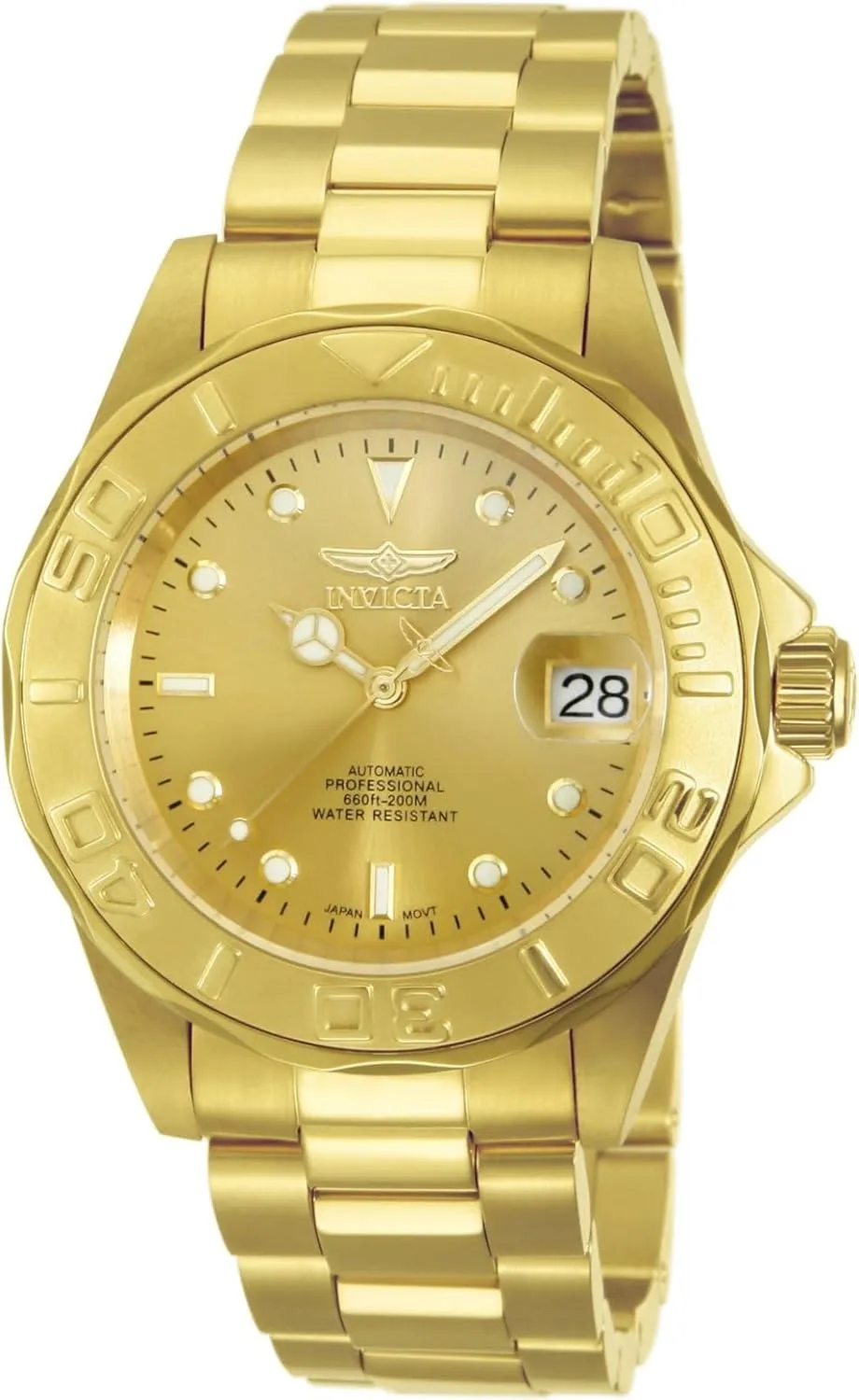 Invicta Men's 13929 Pro Diver Automatic Gold Dial 18k Gold Ion-Plated Stainless Steel Watch