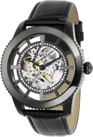 Invicta Men's 'Vintage' Automatic Stainless Steel and Leather Casual Watch, Color:Black (Model: 22572)