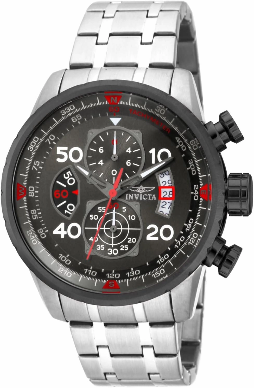 Invicta Men's 17204 AVIATOR Analog Display Japanese Quartz Silver Watch