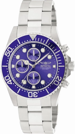 Invicta Men's 1769 Pro Diver Collection Stainless Steel Bracelet Watch with Silver/Blue Dial