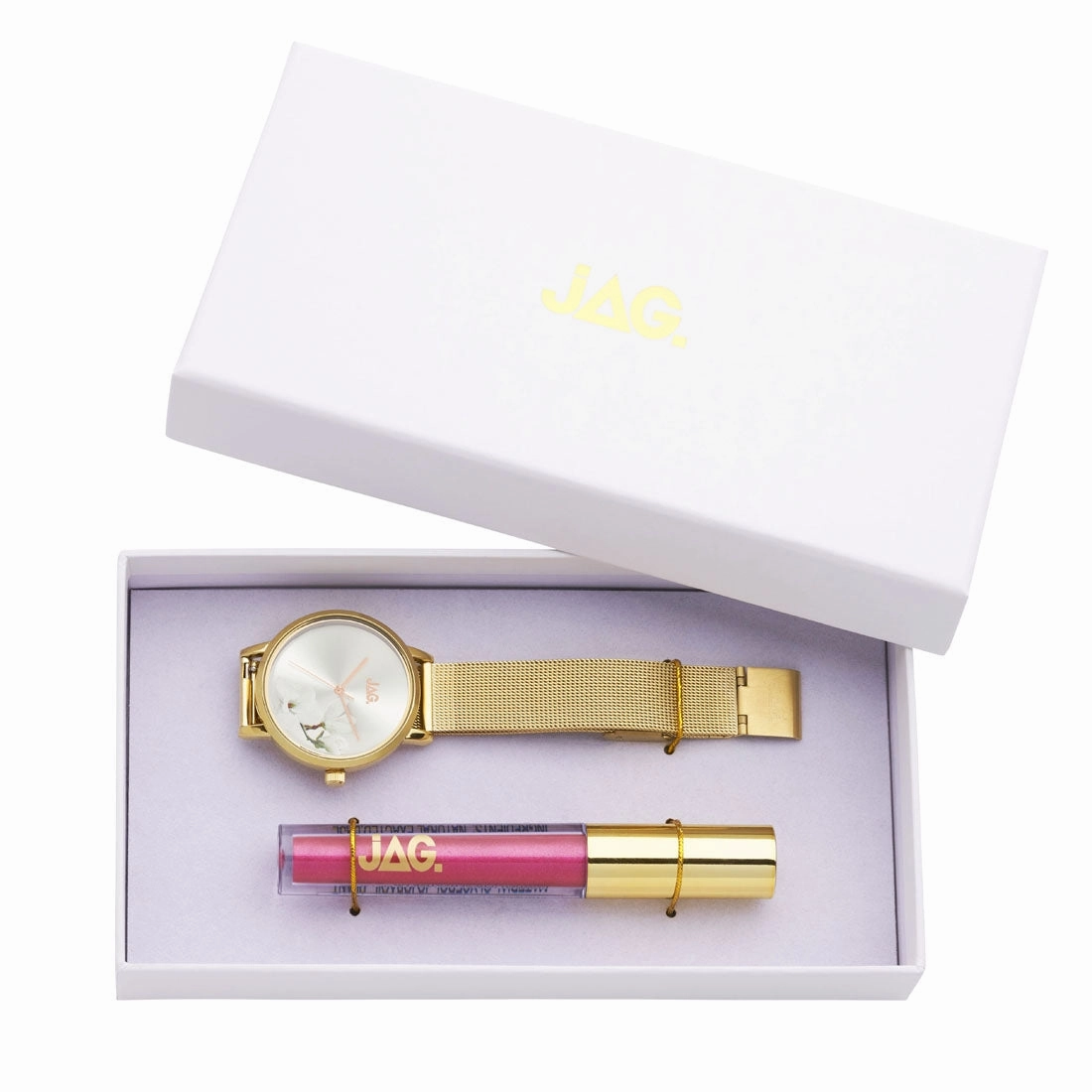 Jag Ladies Gold Floral Mesh Watch Model J2221A