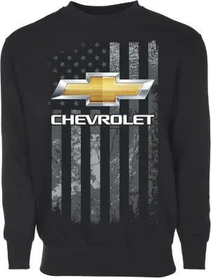 JH DESIGN GROUP Men’s Chevy Bowtie Logo Flag Pullover Crewneck Sweatshirt Sm-3X