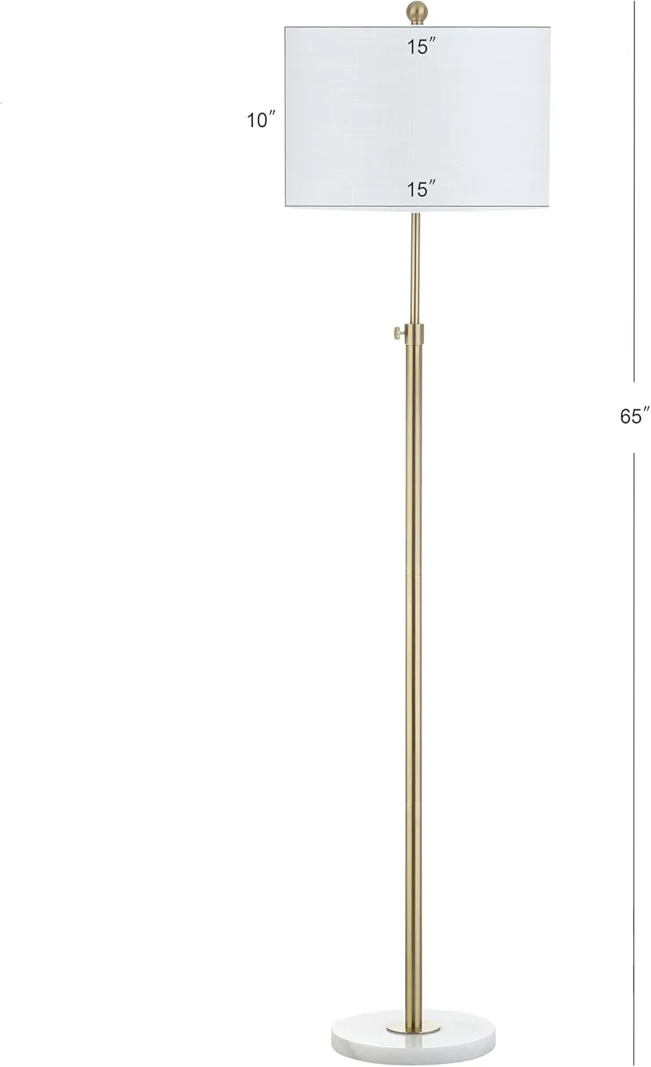 JONATHAN Y JYL3022A June 65" Adjustable Metal/Marble LED Floor Lamp, Modern, Contemporary, Elegant, Glam, Office, Living Room, Family Room, Dining Room, Bedroom, Hallway, Foyer, Brass
