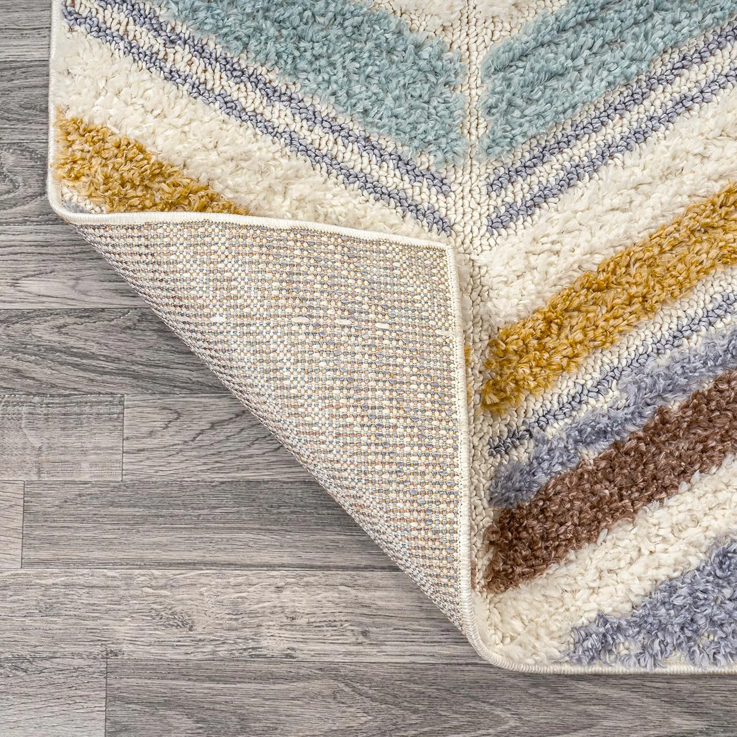 JONATHAN Y SNT101A-4 Elin Chevron High-Low Indoor -Area Rug, Modern, Contemporary, Farmhouse Easy-Cleaning,Bedroom,Kitchen,Living Room,Non Shedding, Multi/Cream, 4 X 6