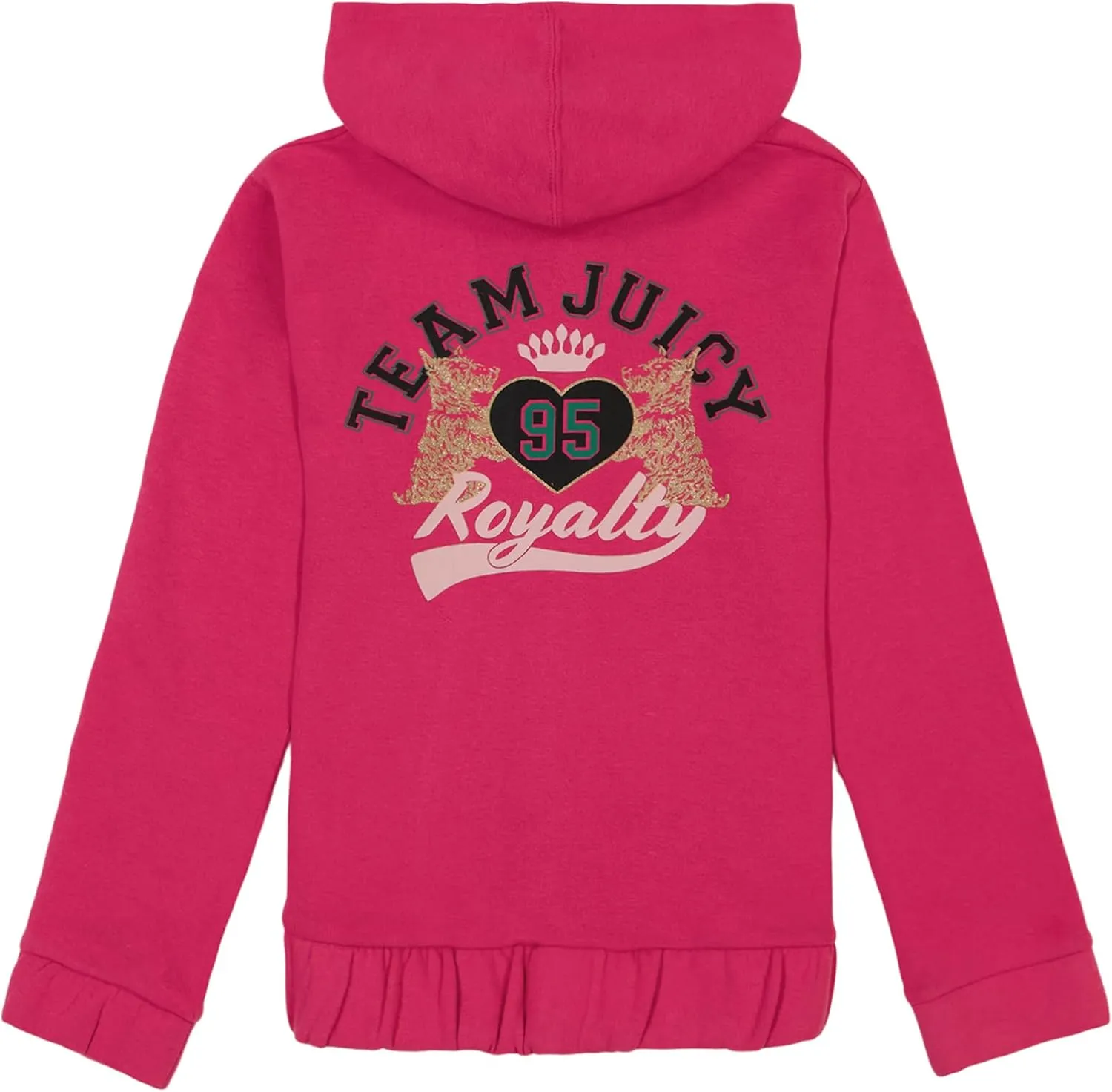 Juicy Couture Girls' Hooded Long Sleeve Fleece Sweatshirt, Full-Zip and Pullover Hoodie, Pockets & Ribbed Cuffs
