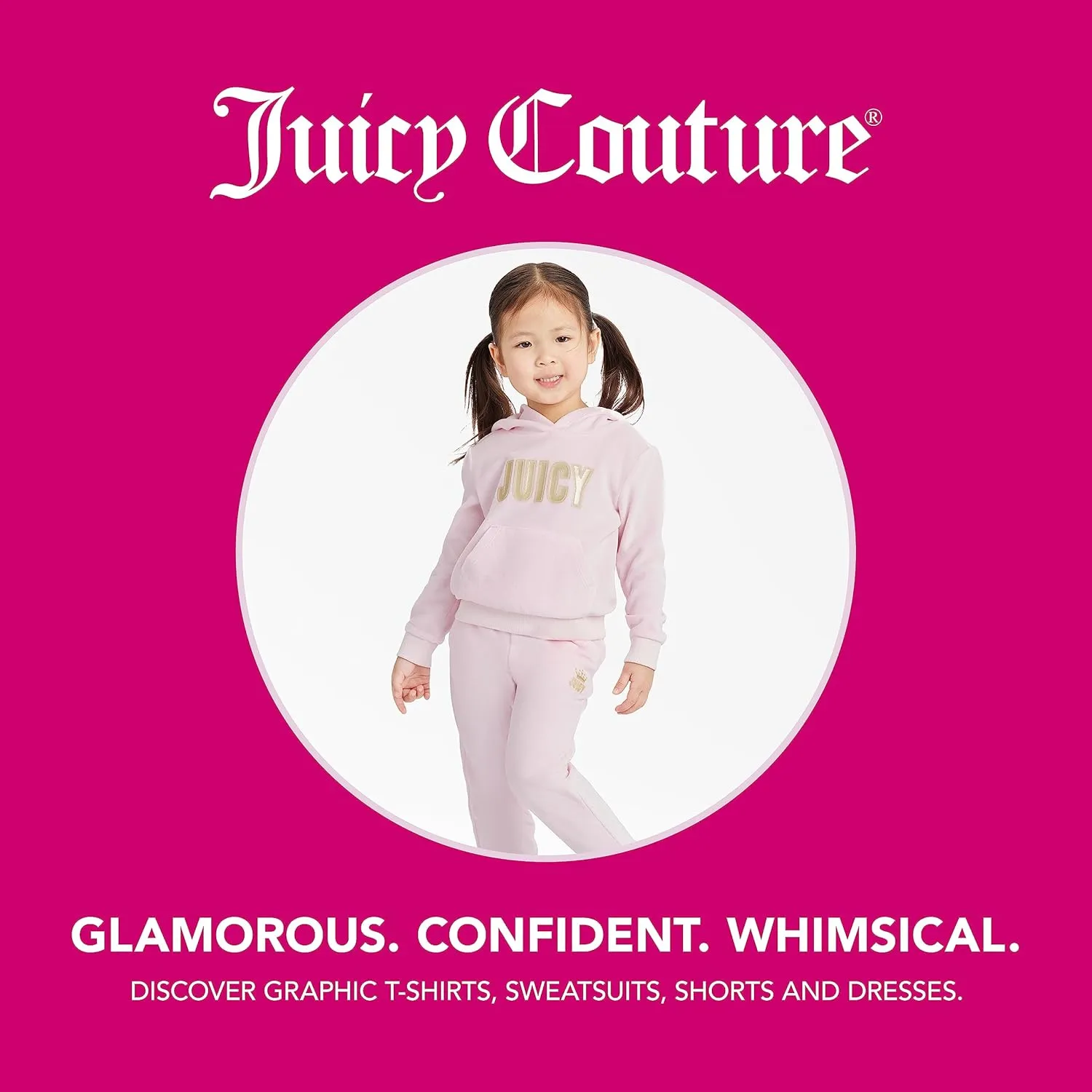 Juicy Couture Girls' Hooded Long Sleeve Fleece Sweatshirt, Full-Zip and Pullover Hoodie, Pockets & Ribbed Cuffs