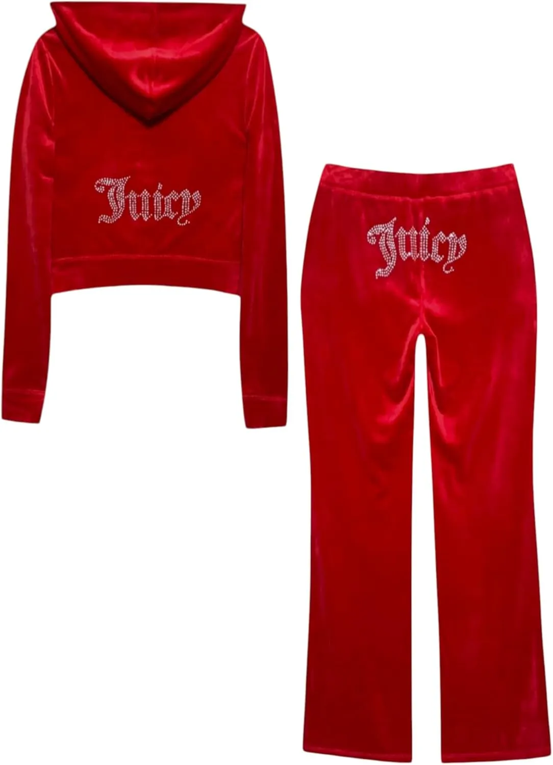Juicy Couture Women's Bling Velour Tracksuit (US, Alpha, Small, Regular, Regular, Coco Red)
