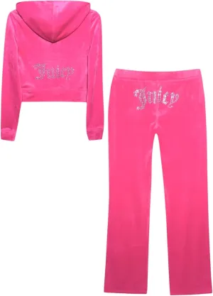 Juicy Couture Women's Bling Velour Tracksuit (US, Alpha, X-Large, Regular, Regular, Hot Pink)