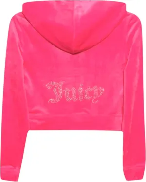 Juicy Couture Women's Plus Size Bling Velour Hoodie (US, Alpha, 2X, Plus, Regular, Pink Party)