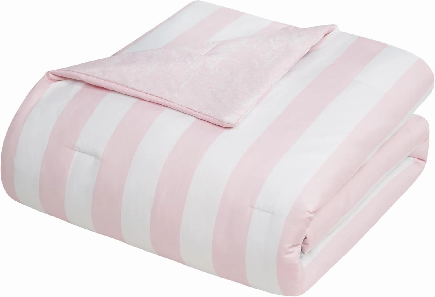 Juicy Couture Cabana Stripe Reversible Bedding Set - King Size - Dogwood Pink/White Stripe Print – 6 Piece Set – Includes 1 104" x 90" Comforter, 3 Decorative Pillows, 2 Shams