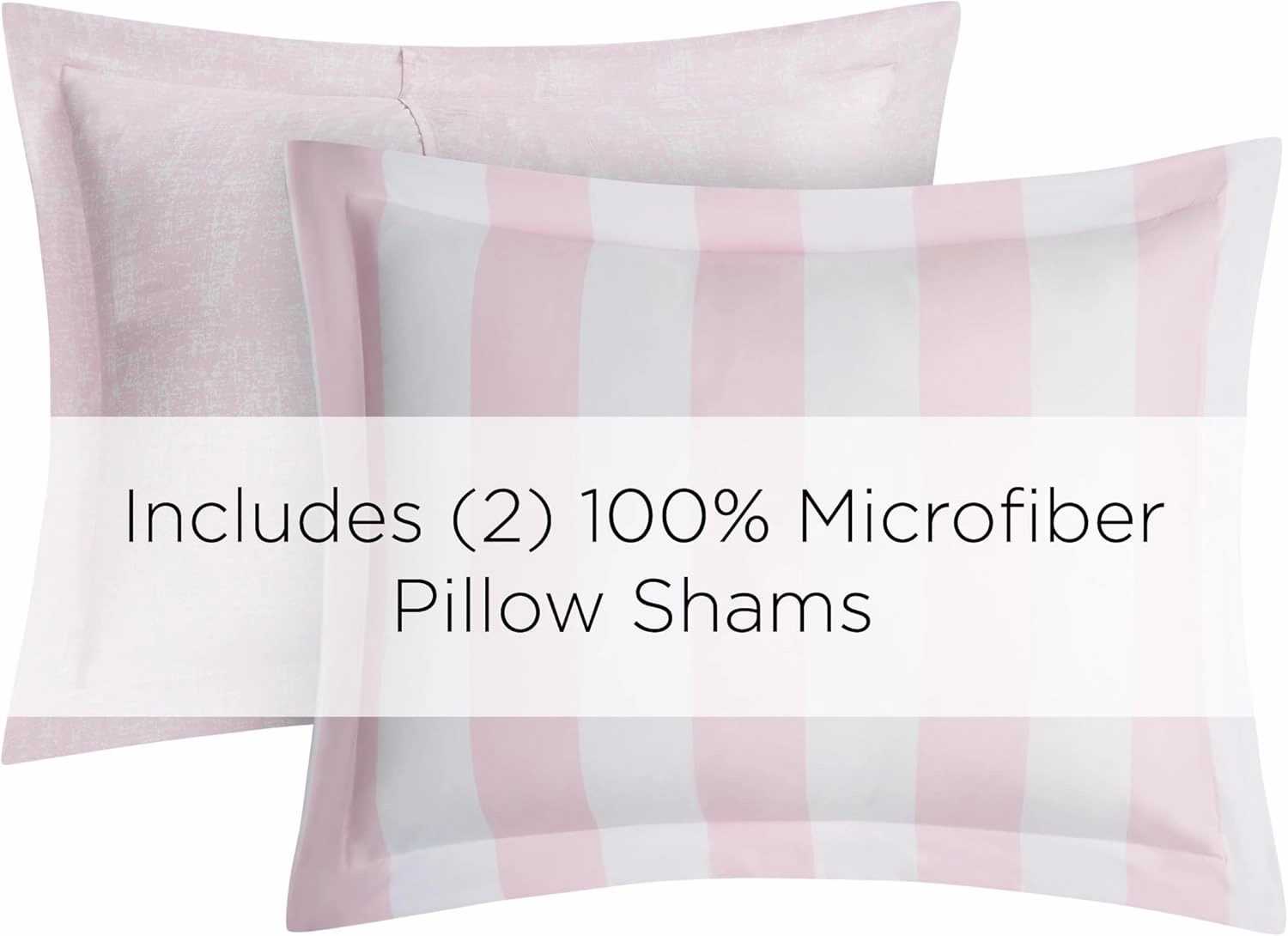 Juicy Couture Cabana Stripe Reversible Bedding Set - King Size - Dogwood Pink/White Stripe Print – 6 Piece Set – Includes 1 104" x 90" Comforter, 3 Decorative Pillows, 2 Shams