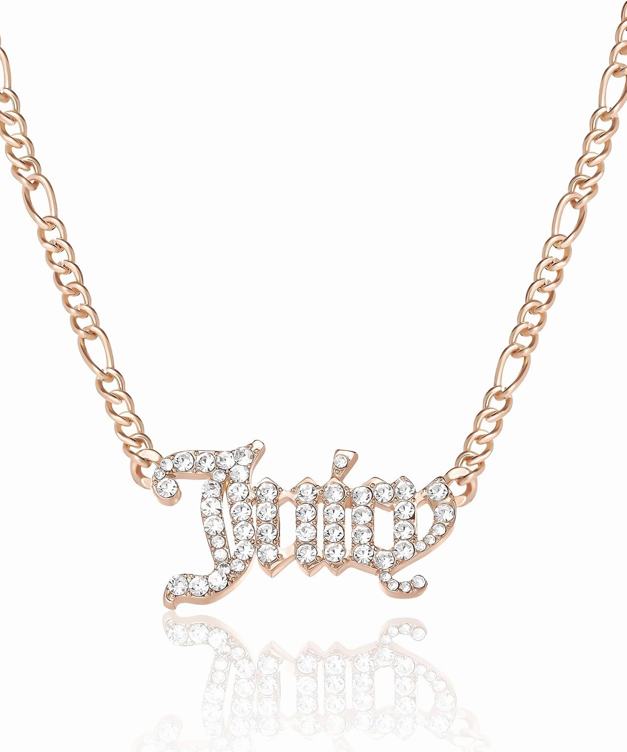 Juicy Couture Necklace for Women Gothic Logo Pendant, 16" 2" Gold-Tone Juicy Necklace with Clear Crystals