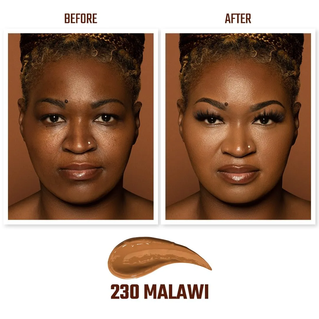 Juvia's Place I Am Magic Natural Radiance Foundation - 230Malawi - Full Coverage Liquid Foundation Makeup for Dry, Mature, Aging, and Combination Skin - Lightweight Longwear Base with Radiant Finish