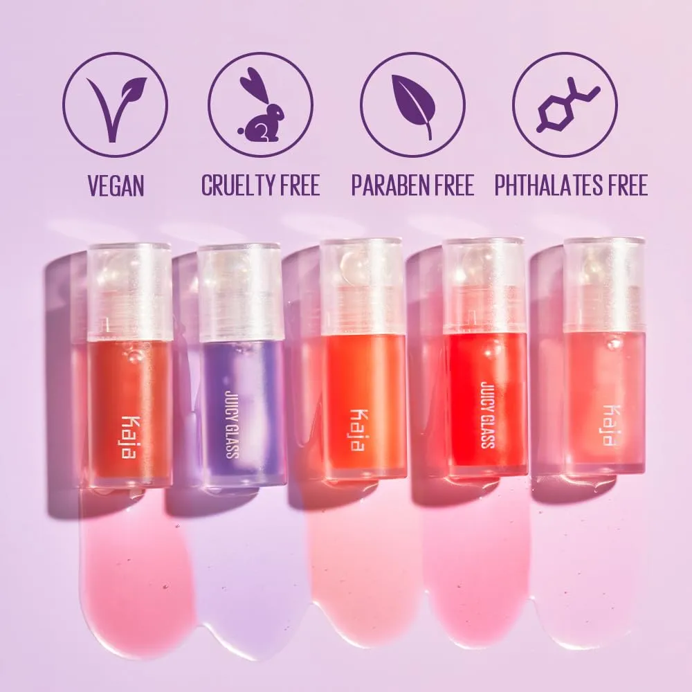 Kaja Juicy Glass Lip Plumping Oil | 01 Rose Hip Spritz | Hydrating, Feel Plumped and Lightweight with Vitamin Tree Fruit Oil, Vegan, Cruelty-Free, Clear Tint Stain Shine Gloss Plumper