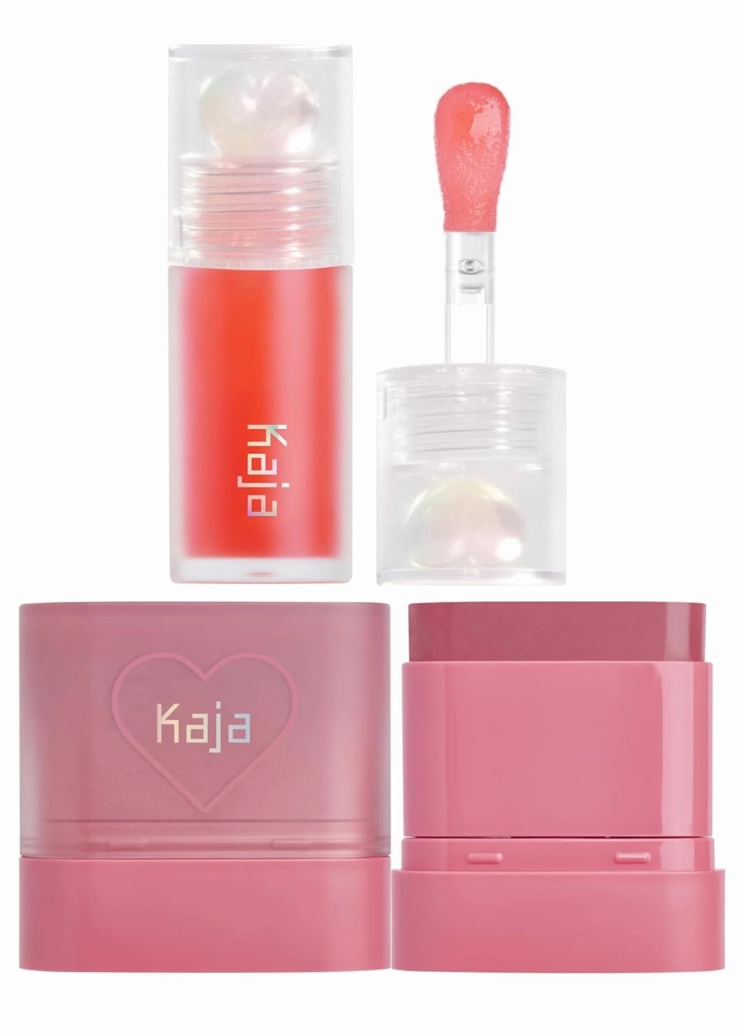 Kaja Juicy Glass Lip Plumping Oil 02 Raspberry Refresher   Dewy Bar - Creamy Multi-Stick Blusher & Lip Balm 04 Fig Smoothie Sorbet,10g Bundle
