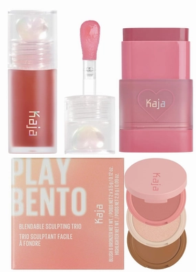 Kaja Juicy Glass Lip Plumping Oil 05 Plum Paloma   Dewy Bar - Creamy Multi-Stick Blusher & Lip Balm 04 Fig Smoothie Sorbet,10g   3-in-1 Blendable Sculpting Trio - Play Bento 01 Butter Up Bundle