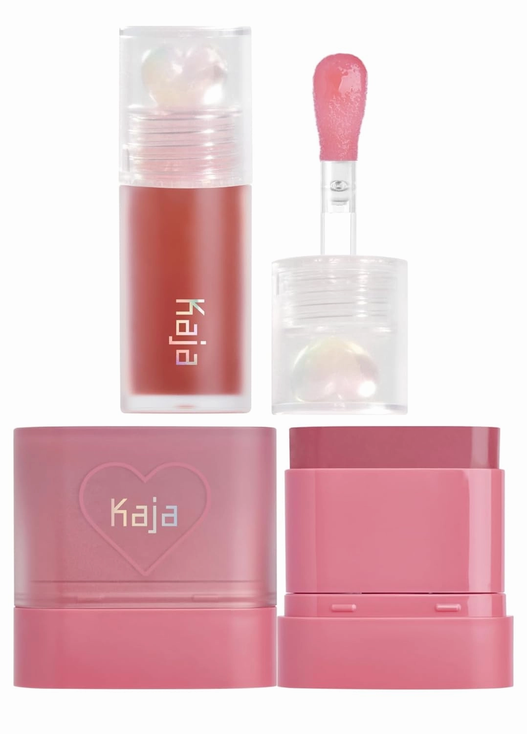 Kaja Juicy Glass Lip Plumping Oil 05 Plum Paloma   Dewy Bar - Creamy Multi-Stick Blusher & Lip Balm 04 Fig Smoothie Sorbet,10g Bundle
