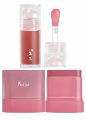 Kaja Juicy Glass Lip Plumping Oil 05 Plum Paloma   Dewy Bar - Creamy Multi-Stick Blusher & Lip Balm 04 Fig Smoothie Sorbet,10g Bundle