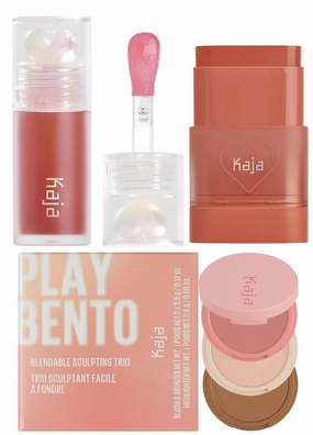 Kaja Juicy Glass Lip Plumping Oil 05 Plum Paloma   Dewy Bar - Creamy Multi-Stick Blusher & Lip Balm 05 Cranberry Cooler,10g   3-in-1 Blendable Sculpting Trio - Play Bento 01 Butter Up Bundle