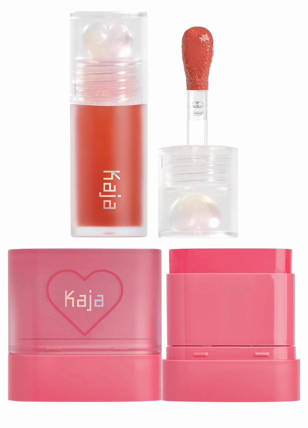 Kaja Juicy Glass Lip Plumping Oil 06 Apple Cider   Dewy Bar - Creamy Multi-Stick Blusher & Lip Balm 02 Strawberry Sorbet,10g Bundle