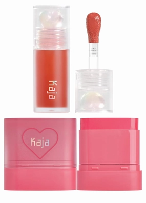 Kaja Juicy Glass Lip Plumping Oil 06 Apple Cider   Dewy Bar - Creamy Multi-Stick Blusher & Lip Balm 02 Strawberry Sorbet,10g Bundle