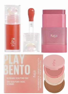 Kaja Juicy Glass Lip Plumping Oil 06 Apple Cider   Dewy Bar - Creamy Multi-Stick Blusher & Lip Balm 04 Fig Smoothie Sorbet,10g   3-in-1 Blendable Sculpting Trio - Play Bento 01 Butter Up Bundle