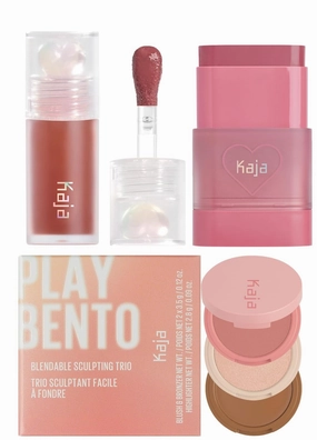 Kaja Juicy Glass Lip Plumping Oil 08 Cherry Cola   Dewy Bar - Creamy Multi-Stick Blusher & Lip Balm 04 Fig Smoothie Sorbet,10g   3-in-1 Blendable Sculpting Trio - Play Bento 01 Butter Up Bundle
