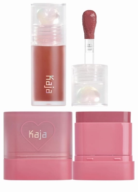 Kaja Juicy Glass Lip Plumping Oil 08 Cherry Cola   Dewy Bar - Creamy Multi-Stick Blusher & Lip Balm 04 Fig Smoothie Sorbet,10g Bundle