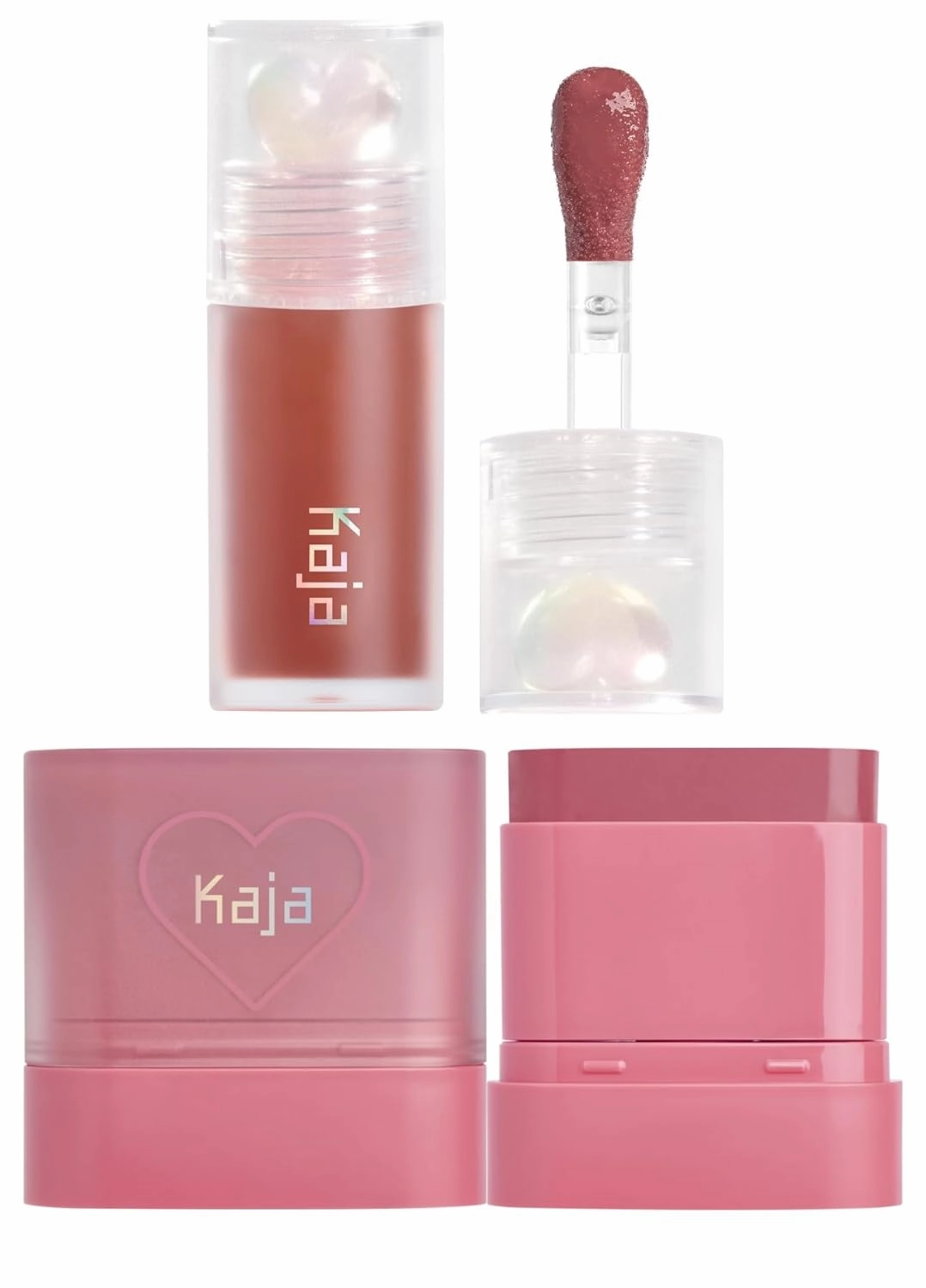 Kaja Juicy Glass Lip Plumping Oil 08 Cherry Cola   Dewy Bar - Creamy Multi-Stick Blusher & Lip Balm 04 Fig Smoothie Sorbet,10g Bundle