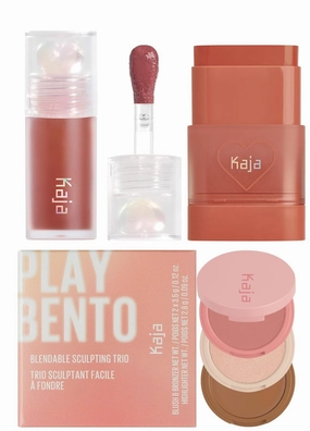 Kaja Juicy Glass Lip Plumping Oil 08 Cherry Cola   Dewy Bar - Creamy Multi-Stick Blusher & Lip Balm 05 Cranberry Cooler,10g   3-in-1 Blendable Sculpting Trio - Play Bento 01 Butter Up Bundle