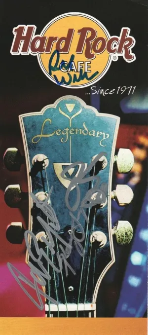 KANSAS band REAL hand SIGNED Hard Rock Cafe advert #2 COA by Kerry Livgren  3