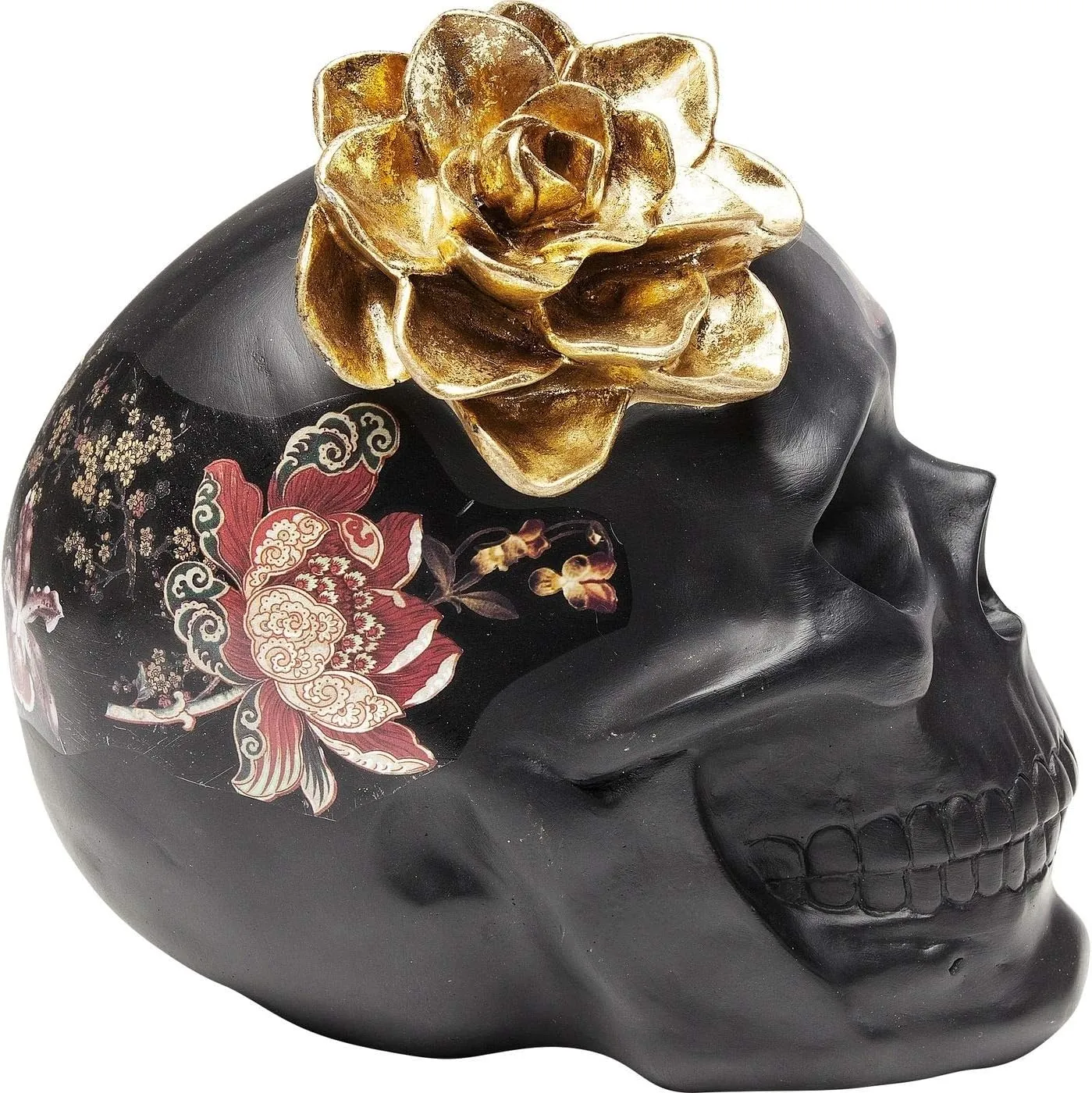 カレ(KARE) Genuine Carre Flower Skull, 8.7 inches (22 cm), Deco Object, Flower Skull, 8.7 inches (22 cm)