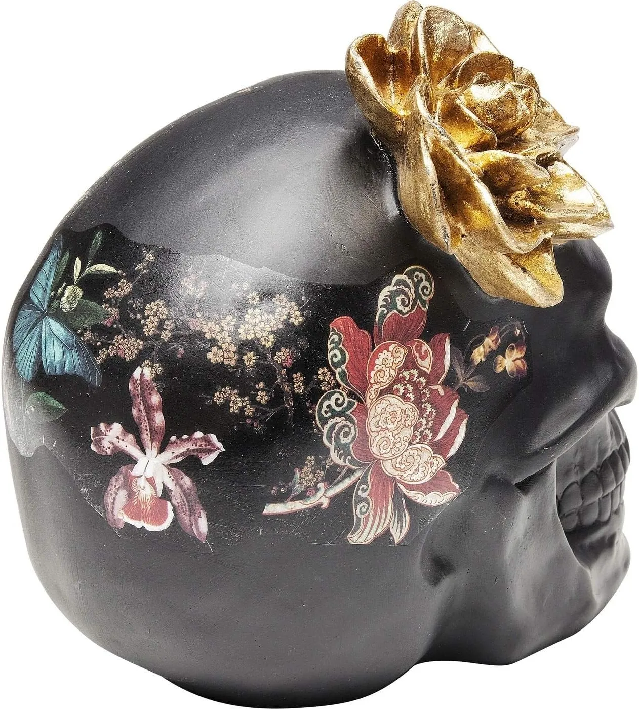 カレ(KARE) Genuine Carre Flower Skull, 8.7 inches (22 cm), Deco Object, Flower Skull, 8.7 inches (22 cm)