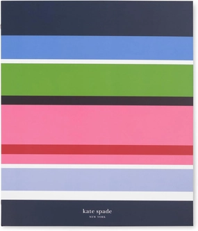Kate Spade New York Cute 1 Inch Binder, Holds Letter Size 8.5'' x 11'' Paper, 3 Ring Binder with Tab Dividers and Pockets, Striped Three Ring Binder (Sunny Day Stripe)