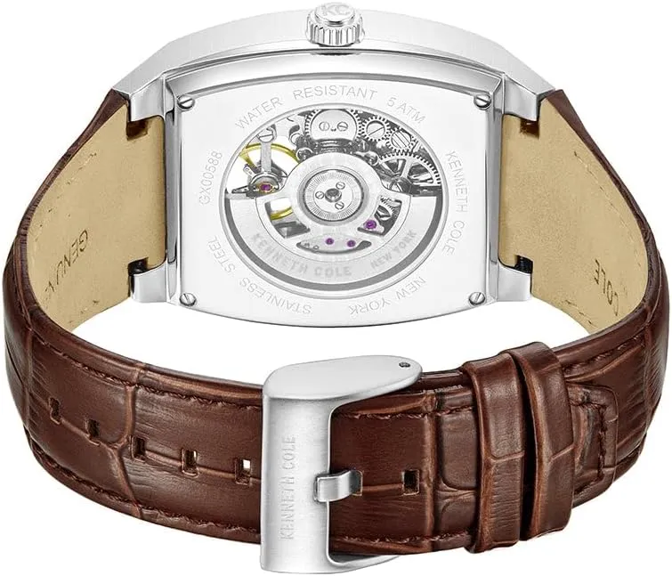 Kenneth Cole New York Men's Automatic Watch - Skeleton Dial, Curved Case, Contemporary Style